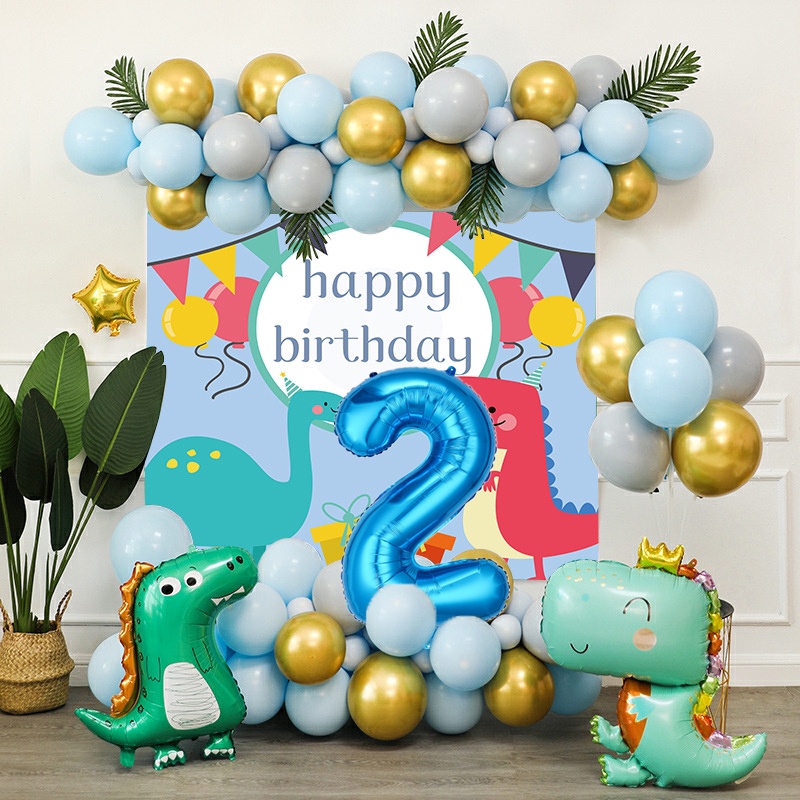 Dinosaur Blue Themed Ballons Birthday Decoration Scene Layout 32inch ...