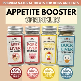 Waggles Sprinkles Appetite Booster Food Topper for Dog and Cat Picky Eater Beef Liver Chicken, Pork