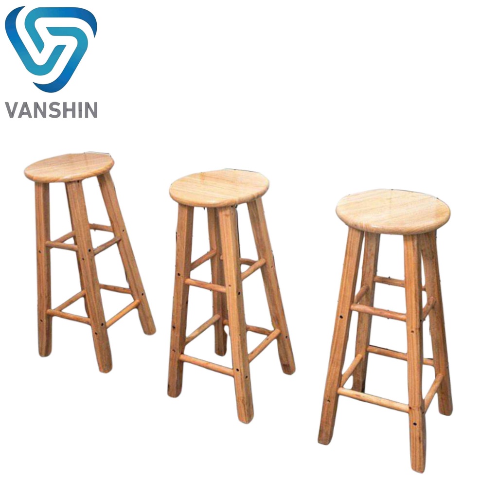 Nordic Bar Stool Chair Solid Wood Home Store High Round Dining Chairs