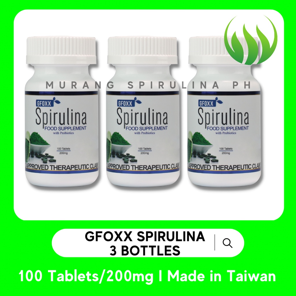 (3 Bottles) TRIPACK Promo Gfoxx Spirulina (100 tablets/200mg) Shopee