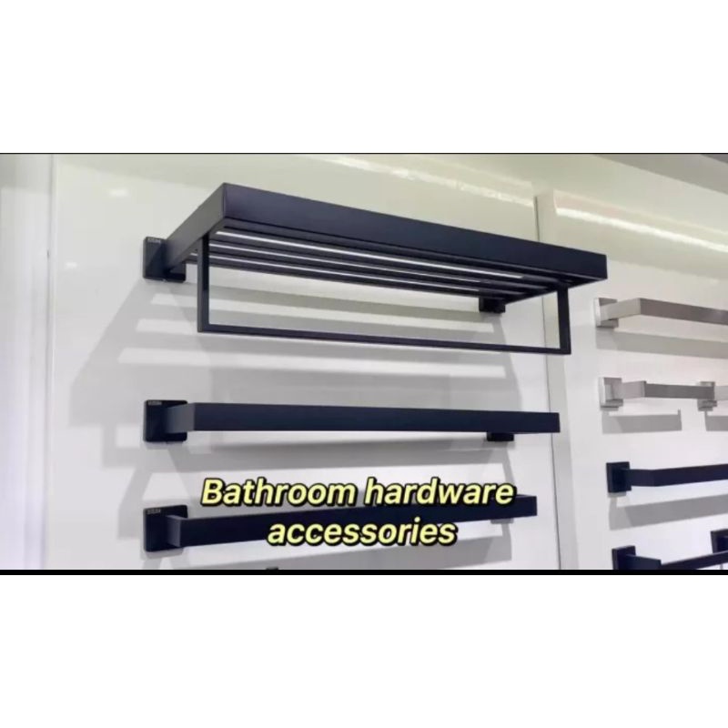 Black Bathroom Towel Holder Towel Rack | Shopee Philippines