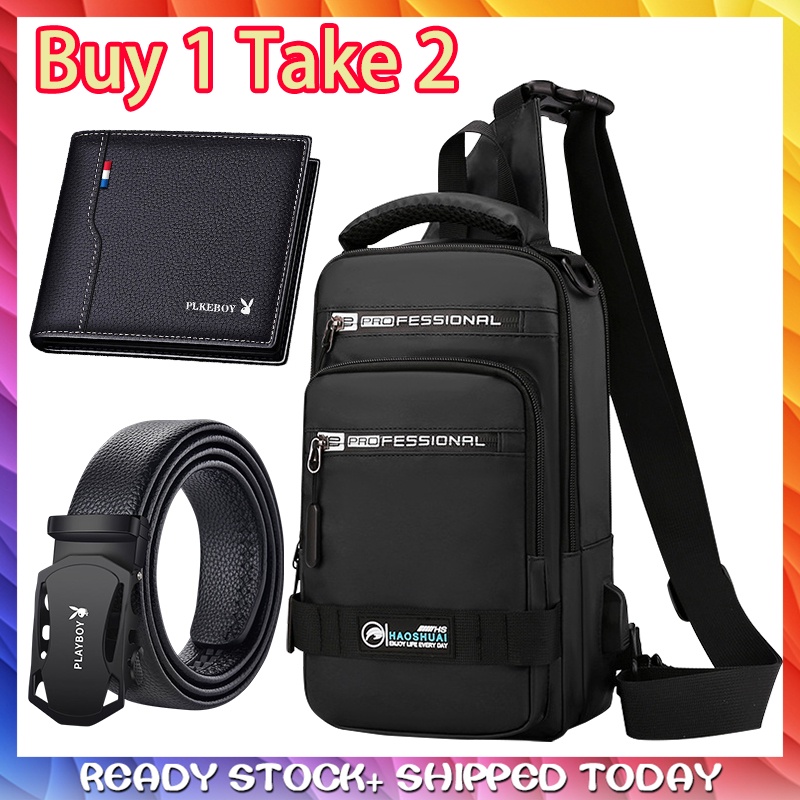 Men Messenger Bag Waterproof Messenger Bag USB Port Shoulder Bag