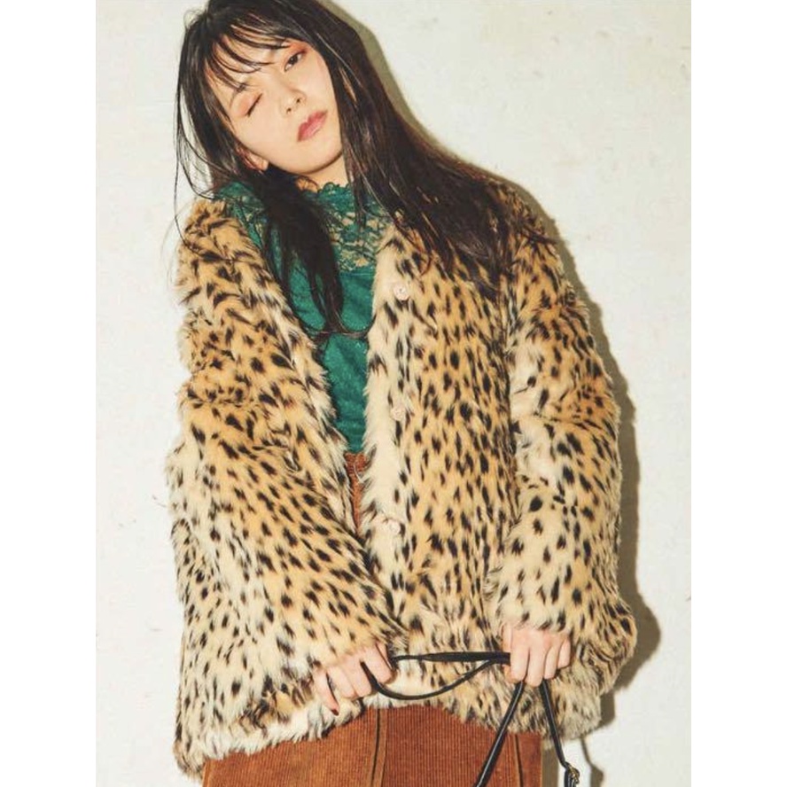 Y2K Gyaru Leopard Faux Fur Coat Harajuku WEGO Kawaii Japanese Korean