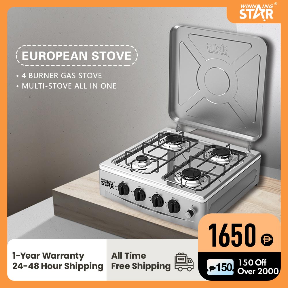 Winning Star Built in Gas Cooktop 4 Burners Stainless Steel Stove with