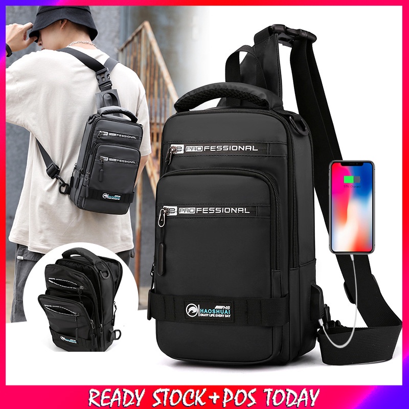 Men Anti-Theft Messenger Bag Waterproof Messenger Bag with USB Port ...