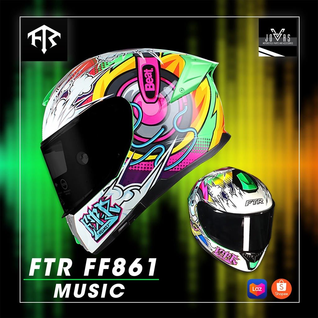 FTR FULLFACE HELMET F816 " MUSIC " WITH FREE VISOR Shopee Philippines