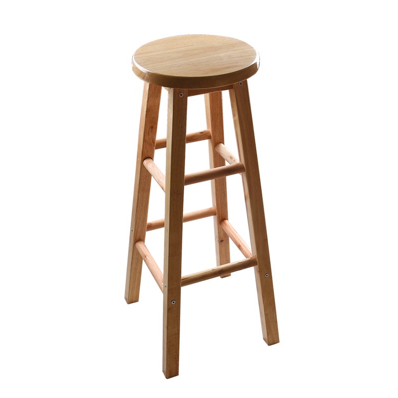 Simple Bar Stool Chair Solid Wood High Round Dining Chair Front Desk High Chair Home Dining