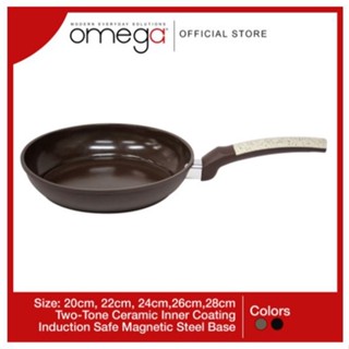 （Hot sale）Omega Houseware Huxley Aluminum Fry Pan Black/Brown 20cm / 22cm / 24cm / 26cm / 28cm | Non