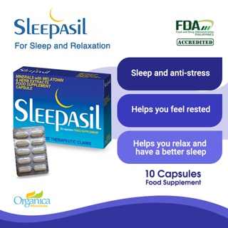 [For Sleep & Relaxation] Sleepasil Melatonin Supplement with Chamomile, Valerian Root (10 Capsules)