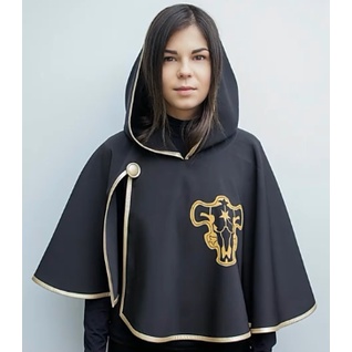 Black Clover Asta Cosplay Costume Cloak - Black Bull Hooded Cape With Headband, Unisex