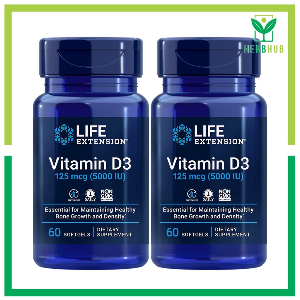 Herb Hub Life Extension Vitamin D3 125 Mcg 5 000 Iu Vitamin D3 With Sea Iodine Shopee