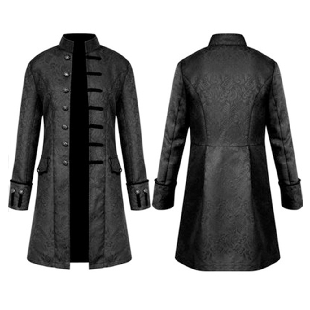Men Goth Steampunk Victorian Frock Coat Stand Collar Nobleman Jacket ...