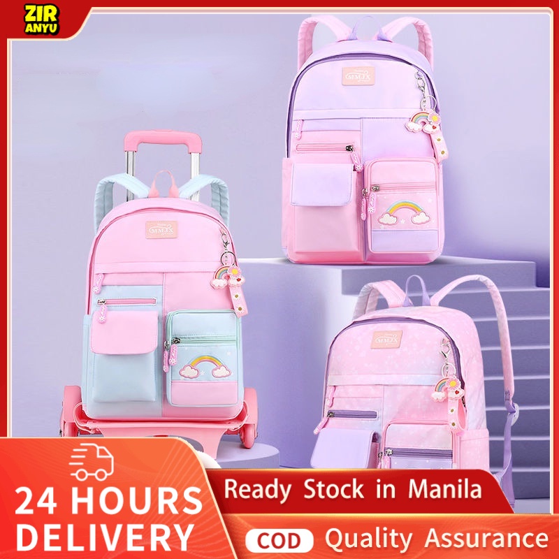2022 New trolley schoolbag for girls Kids Rolling Bags school wheeled backpack Trolley primary girls backpack with wheels bookbag