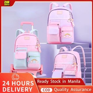 2022 New trolley schoolbag for girls Kids Rolling Bags school wheeled backpack Trolley primary girls  backpack with wheels bookbag #1