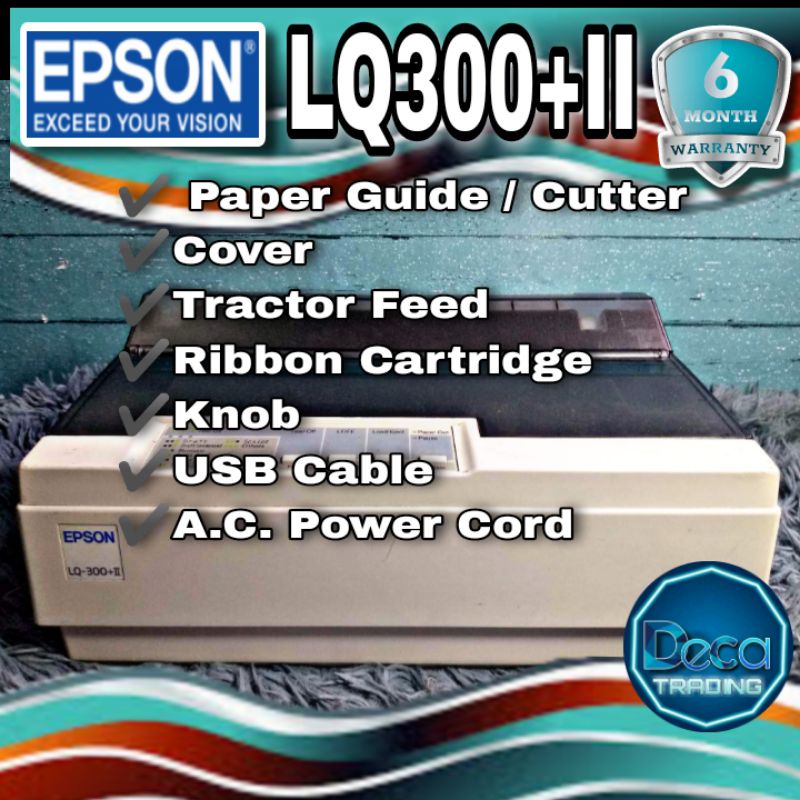 EPSON LQ300+II DOT MATRIX PRINTER (PAPER GUIDE/CUTTER, COVER, TRACTOR