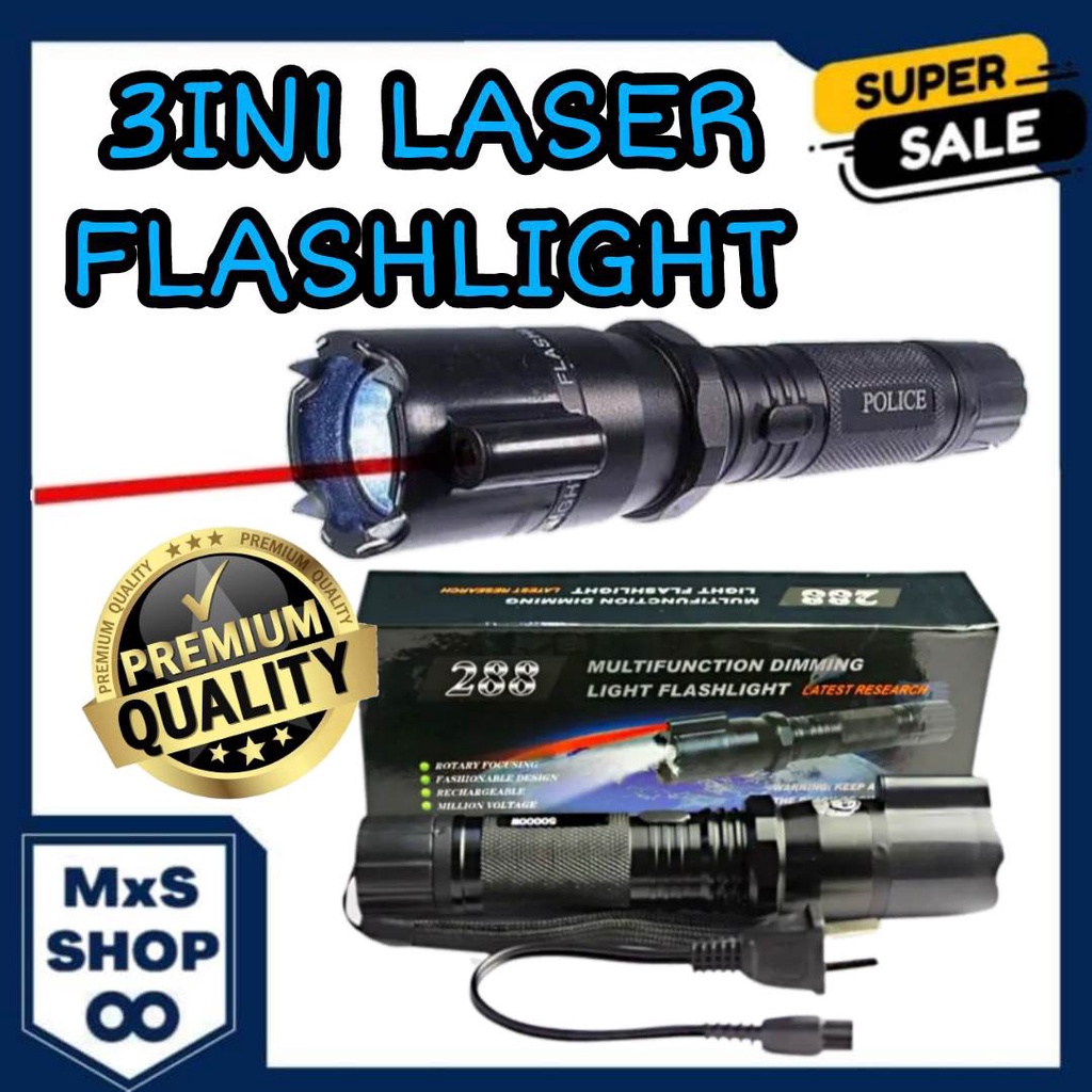 3in1 Multifunction dimming light flashlight with laser and charger! |  Shopee Philippines