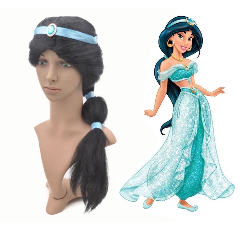 Princess Jasmine Wig Hair Braid Black Hair For Photoshoot Disney ...