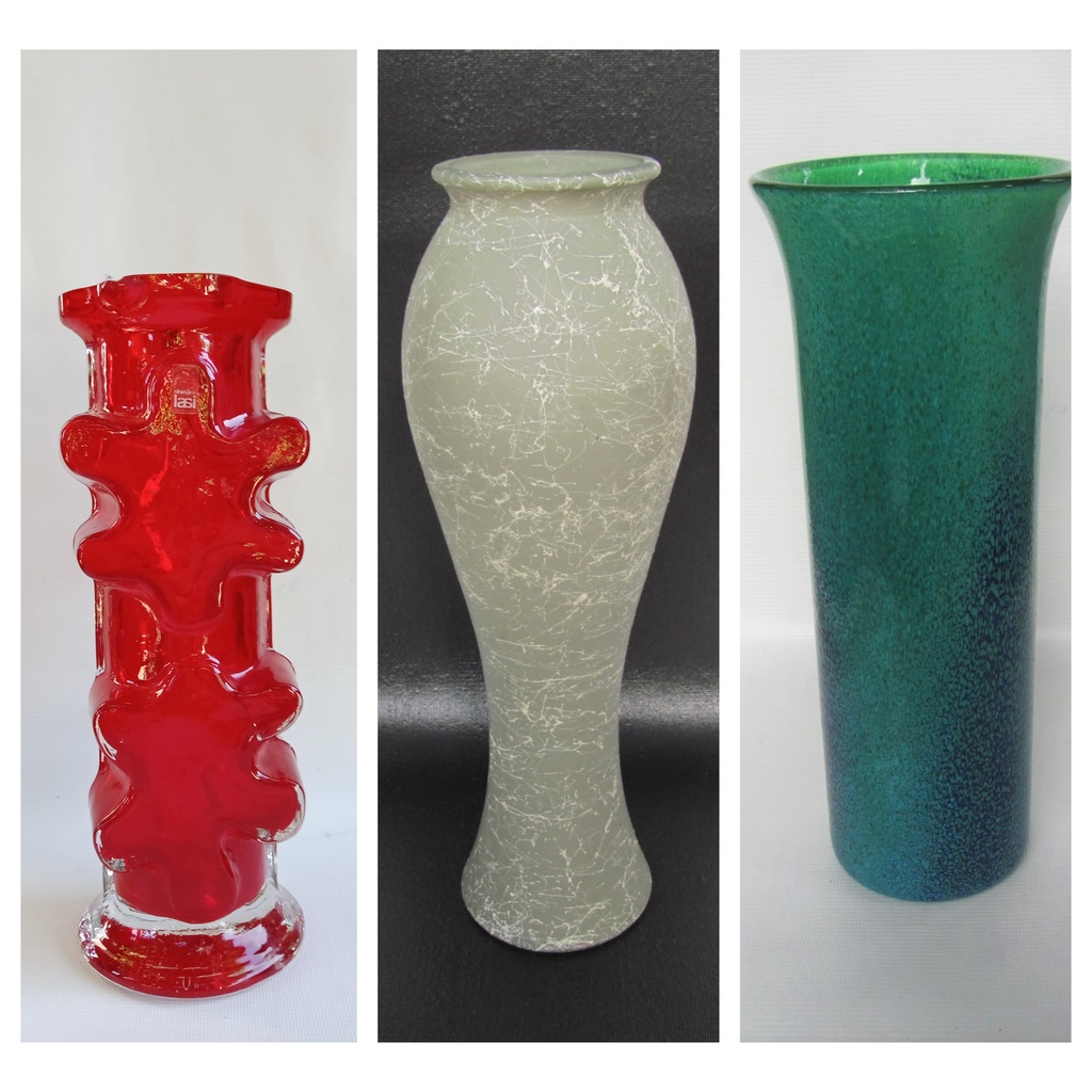 Tall Glass Vases 14" Decorative Glass Vase frm Spain /Green Cylinder