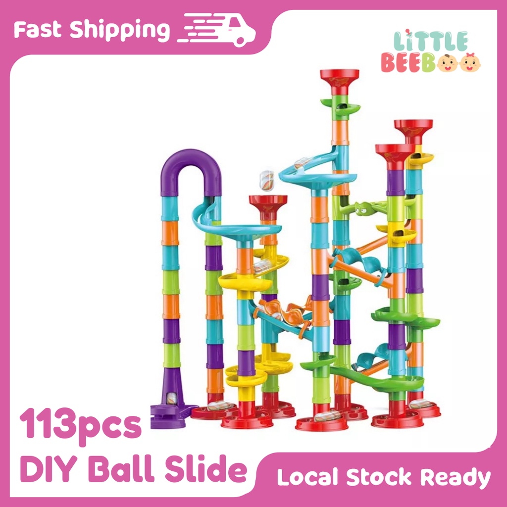 113pcs Rolling Marble Ball Sliding Toy Multiple Way Self Assemble Tower