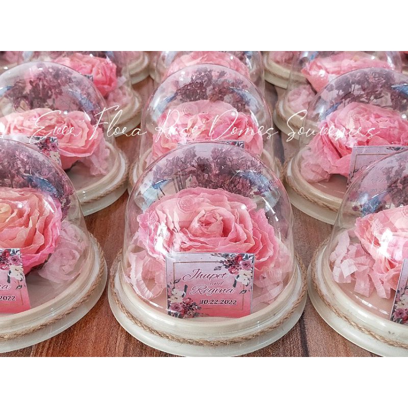 EVER FLORA BIG SIZE Rose Domes Souvenirs with REAL Dried Flowers