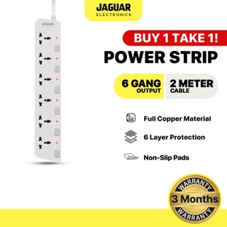 Jaguar Electronics Power Strip 6-Gang with 6 Switches - White