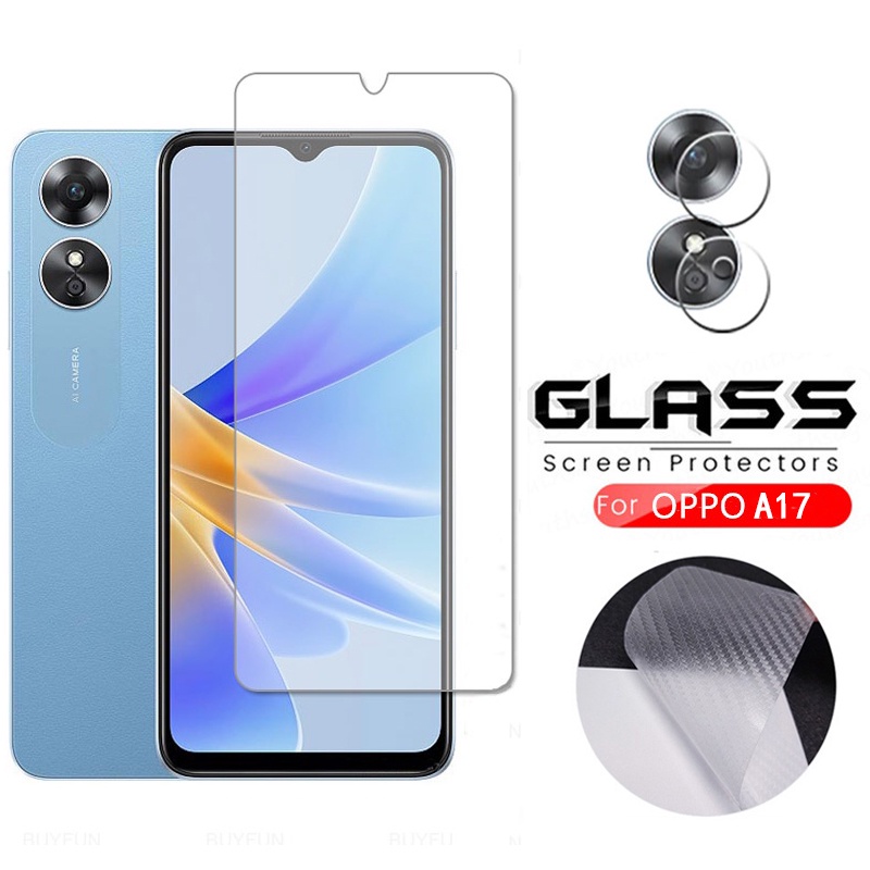 3 In 1 Clear Tempered Glass Oppo A16 A17 A57 A77s A5s A57 A55 A15ss A15