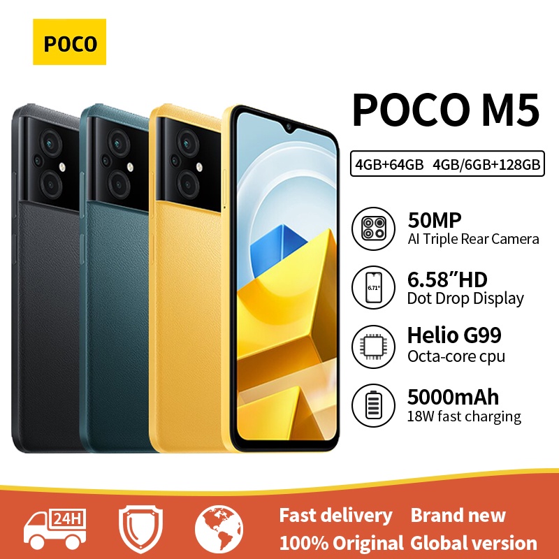 Global Version Poco M5 Smartphone Helio G99 Octa Core 658 90hz Dynamicswitch Display 50mp Ai 2251