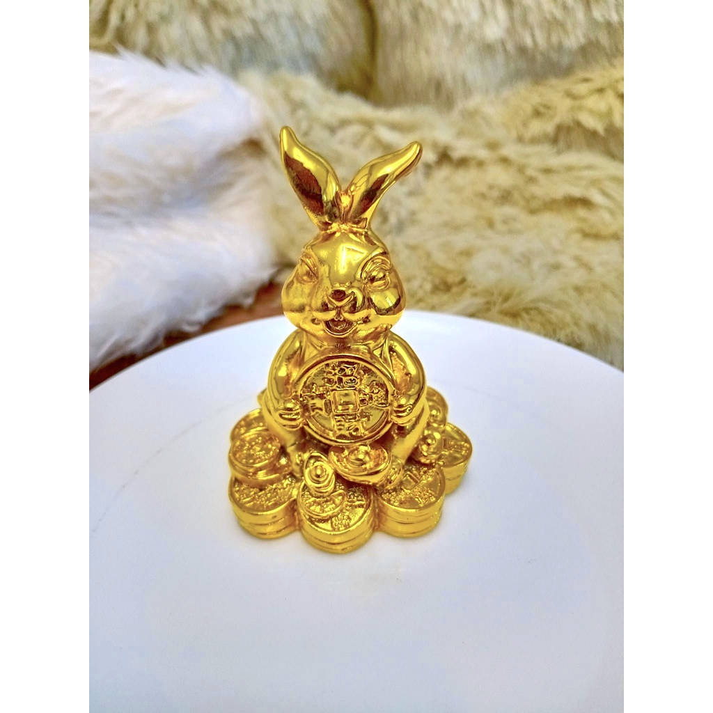 2023 Gold Rabbit Figurine Good Luck Wealth Coin and Money Bar Small Size 5cmx5cmx8cm Shopee