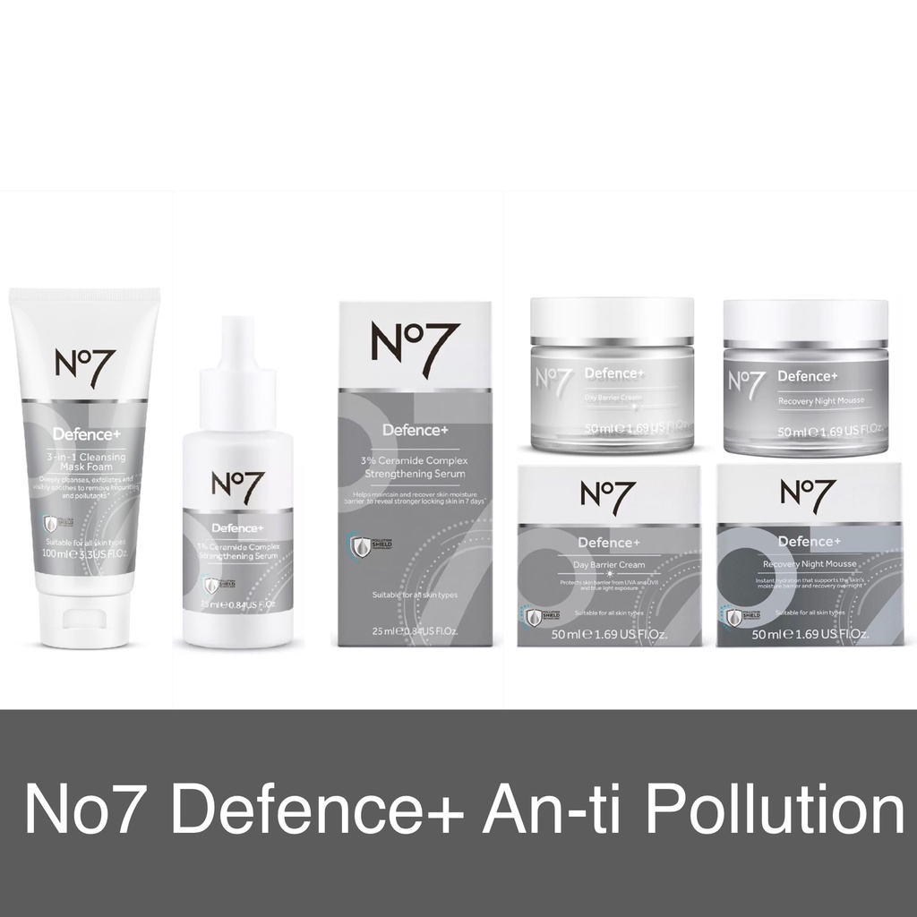 No7 Defence + Cleansing foam Serum Day Cream Night (Anti pollution