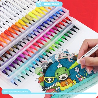 12/24/36/48/60/80/100 HIGHTUNE Colors Watercolor Brush Pen Dual Tip Marker Pens Set Art Supplies