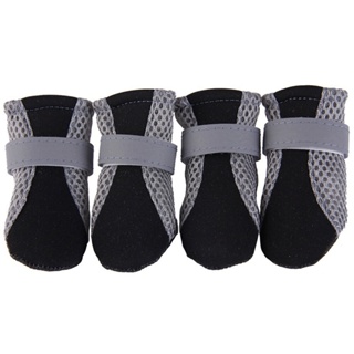 fuwen® 4Pcs Pet Dog Shoes Non-slip Soft Sole Breathable Mesh Adjustable Straps Boots