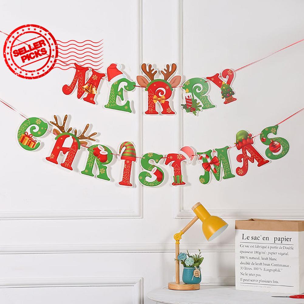 Christmas Party Decoration Happy Birthday Paper Pull Flag Decor Hanging 