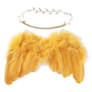 SPORTHEALTH 2pcs/Set 0-6M Baby Leaf Hairband Feather Angel Wings Cute Photography Props #8