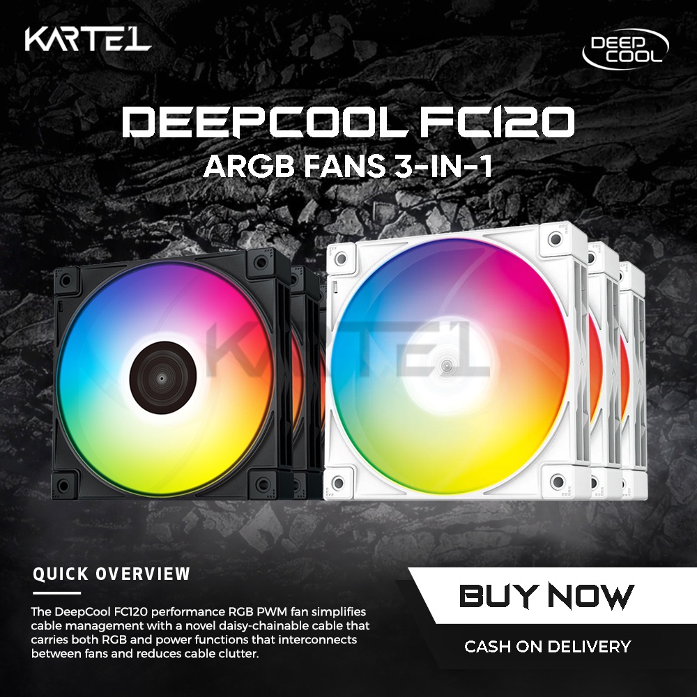 Deepcool FC120 3 in 1 RGB Silent Operation Up to 1800 RPM Fan Speed PWM ...