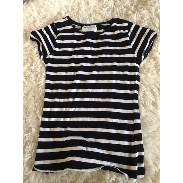Zara black and white stripped womans shirt | Shopee Philippines