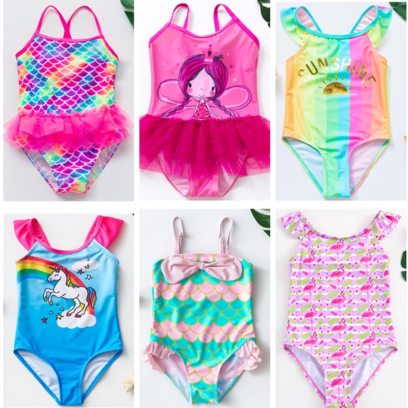 Girls Swimsuit 2-8years 2023 New Flamingo Swimwear For Girls One Piece ...