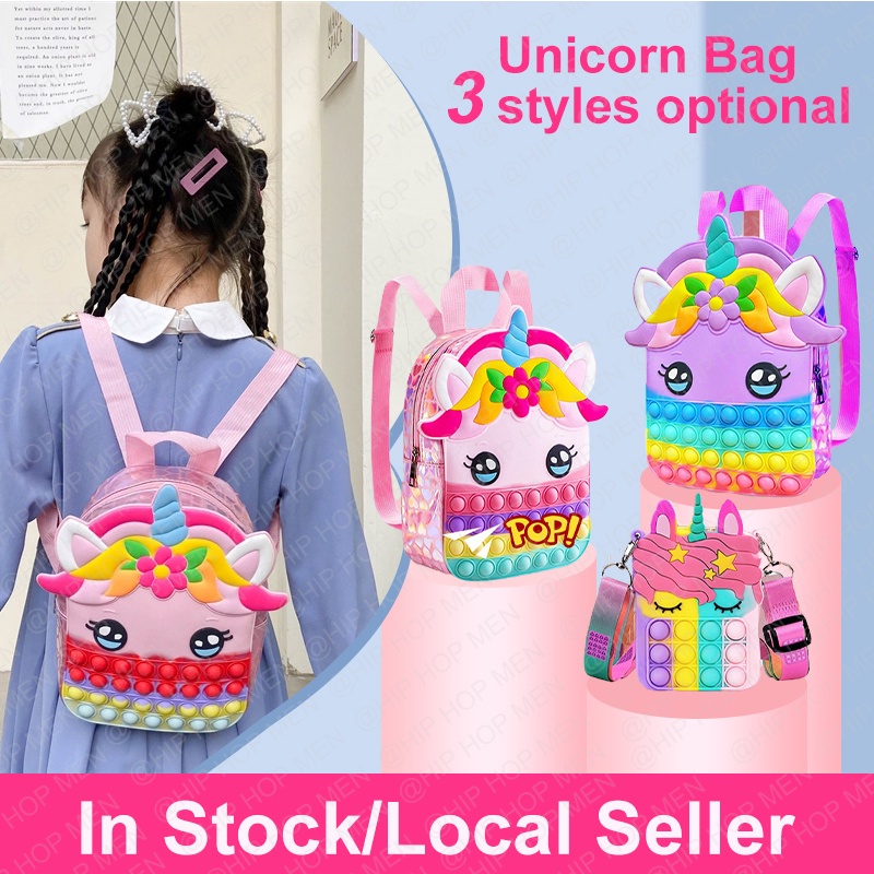 YULE Unicorn Bag for Kids Girls Pop It Fidget Toy School Bag Unicorn