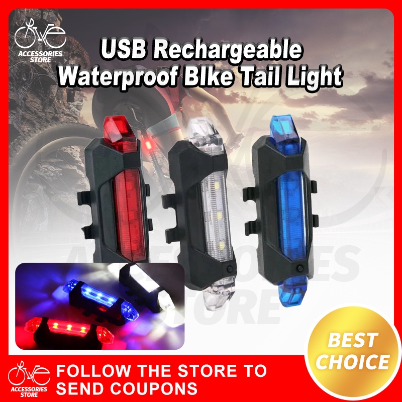 Bike Tail Light Rechargeable Waterproof Blinker Light for MTB Back