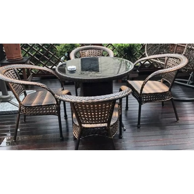Balcony table and chair rattan chair set indoor outdoor courtyard