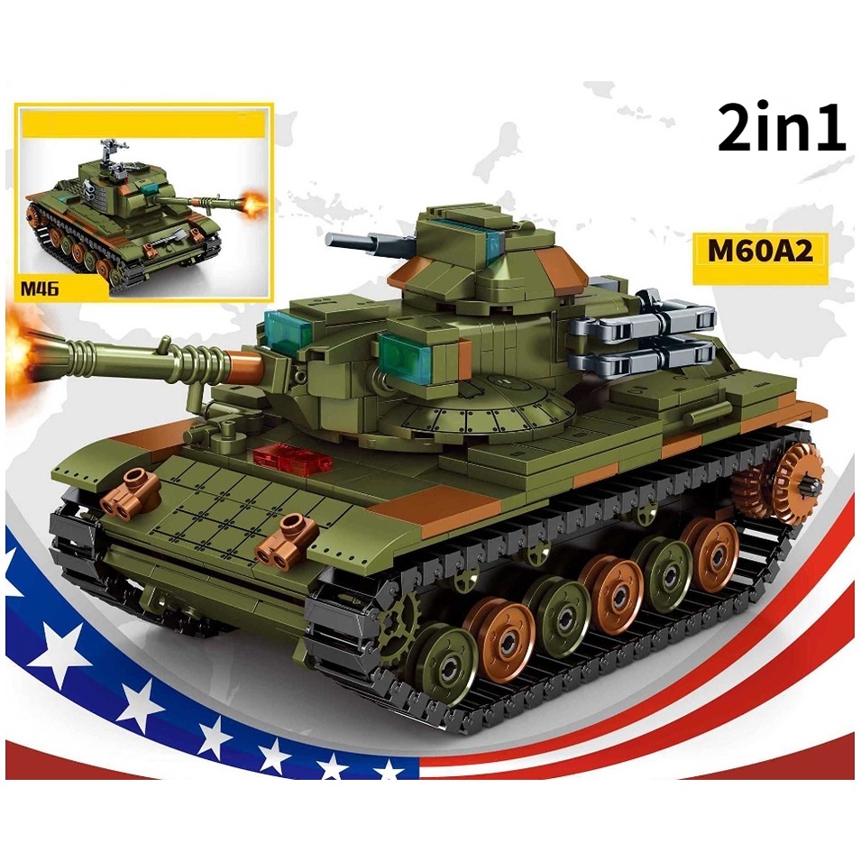 Mytopshop 701PCS MOC WW2 2in1 M60A2 Starship M46 Patton Medium Tank ...