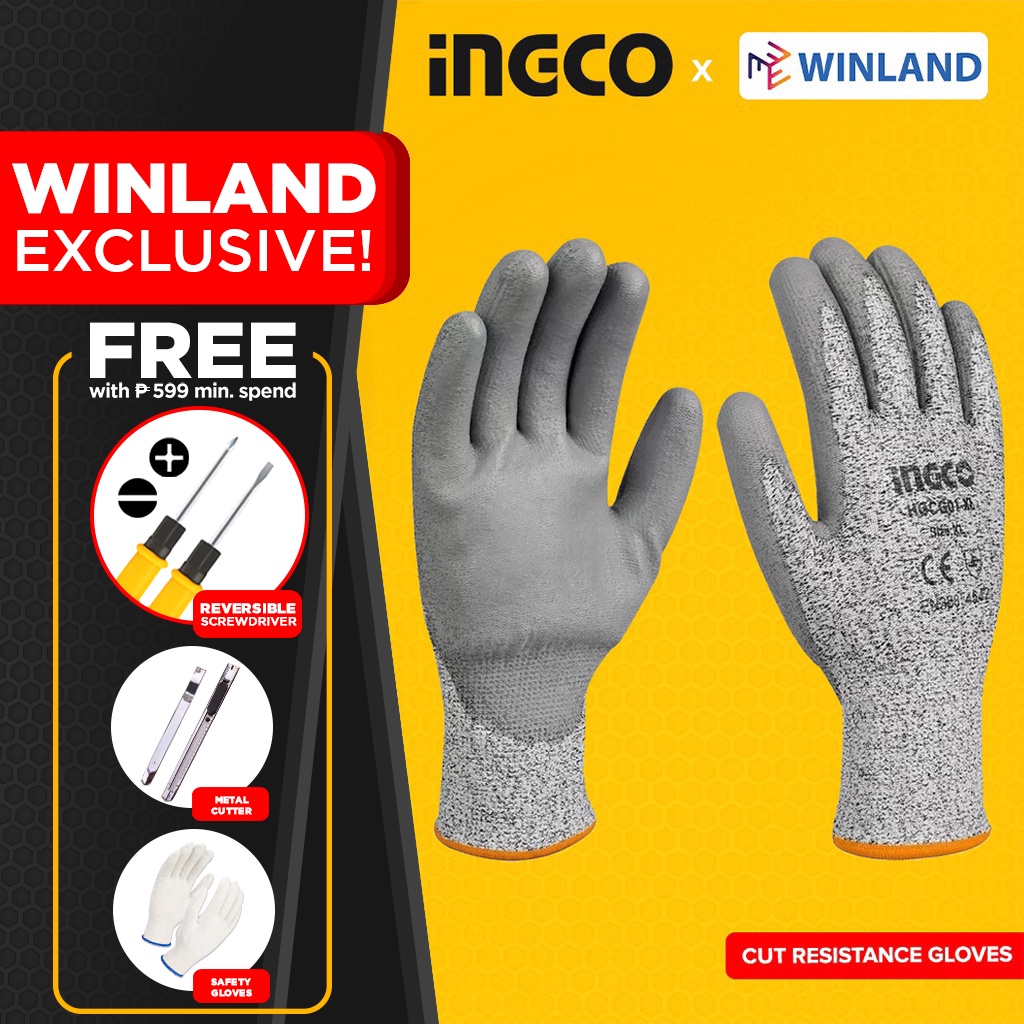 INGCO by Winland Cut Resistance Rubber Safety Gloves XL HGCG01XL