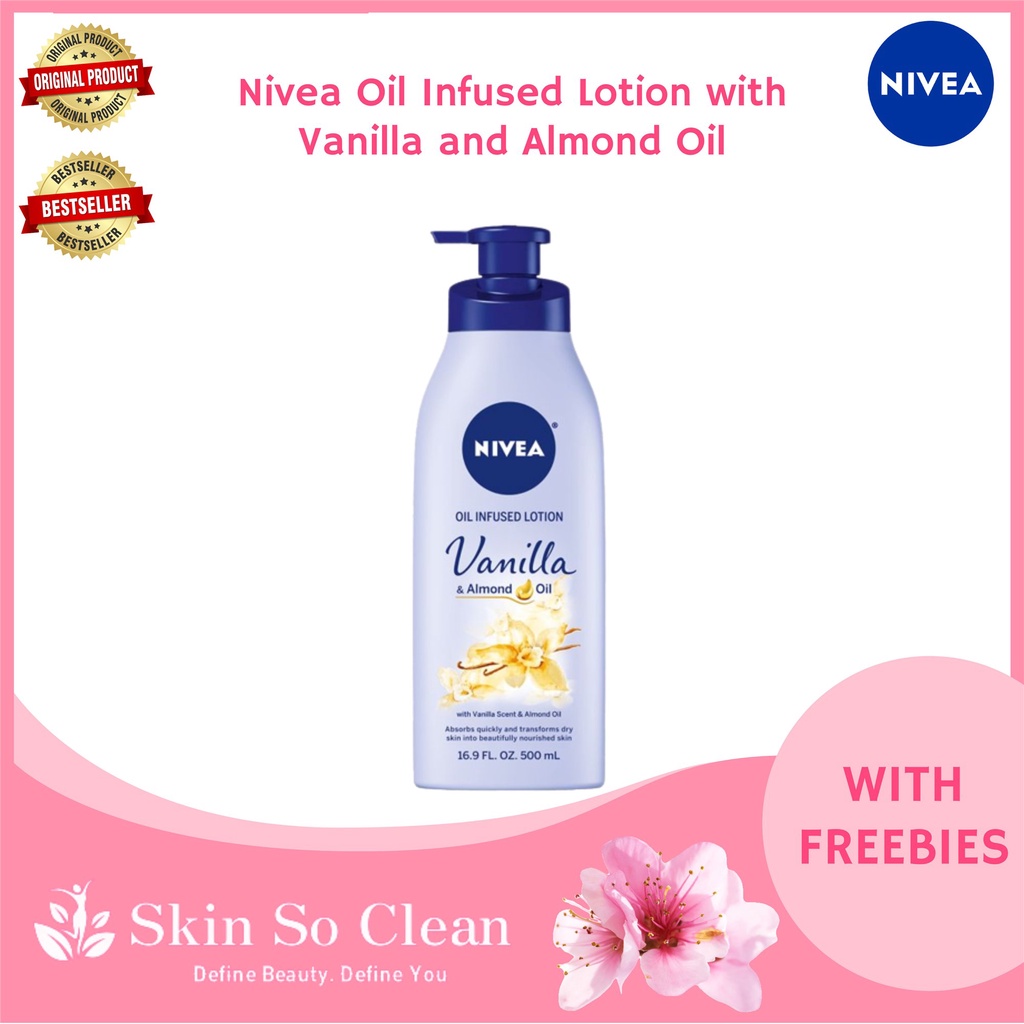 SKIN SO CLEAN Nivea Vanilla & Almond Oil Infused Lotion 500ml Shopee