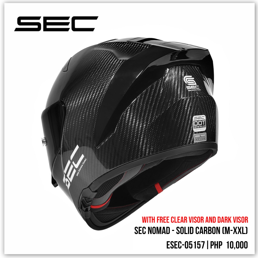 ESEC 05157 | SEC Nomad - Solid Carbon Full Face Helmet (M-XXL) | Shopee