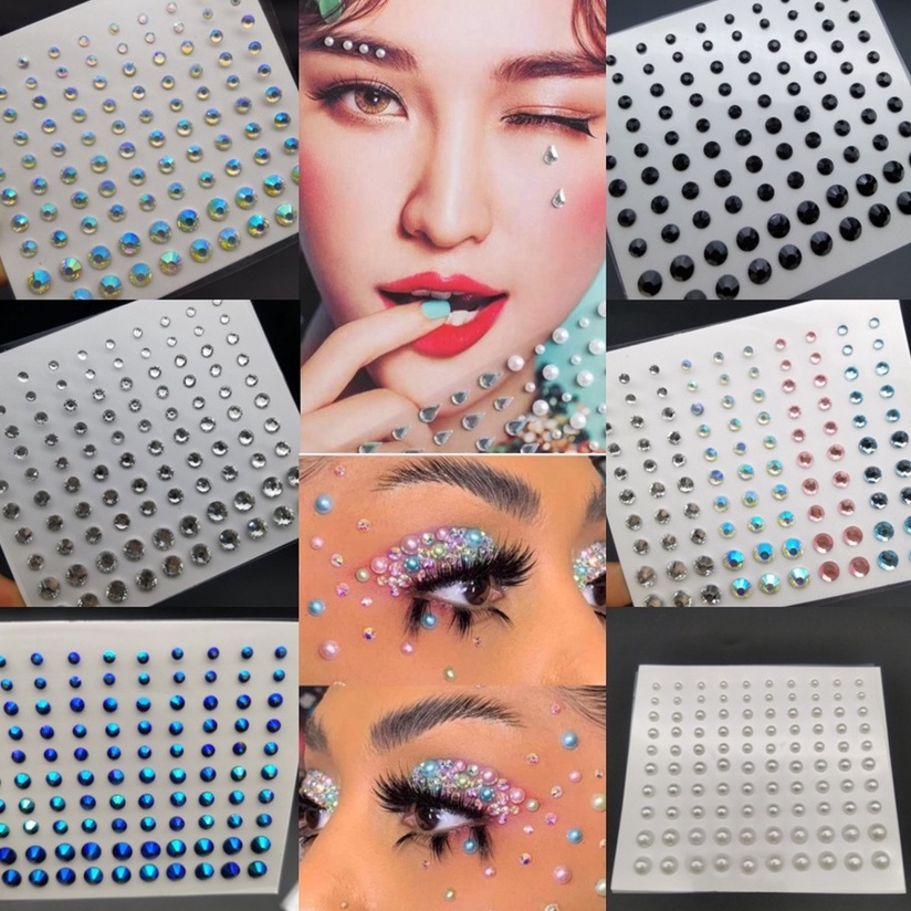 COCOGOOD Rhinestone Pearl Face Sticker Eye Sticker Diamond Makeup Face