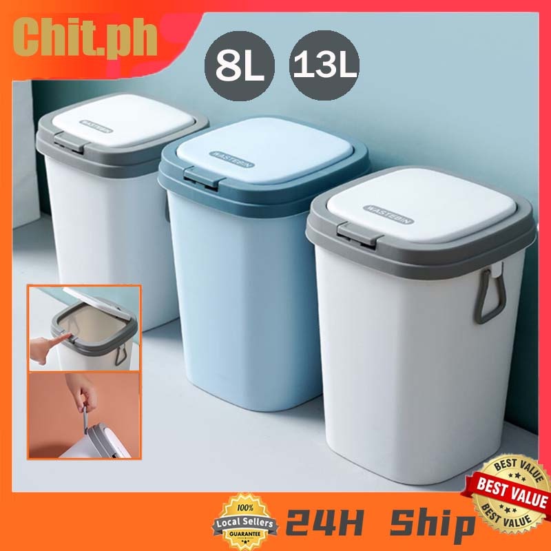 Chit Trash Bin With cover Kitchen and Bathroom Pressed Type trash can
