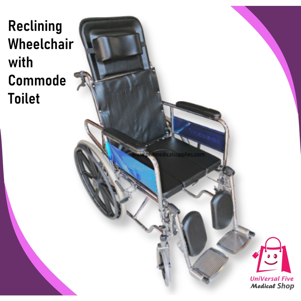 Reclining Wheelchair with Commode Toilet Reclining Wheelchair Adult