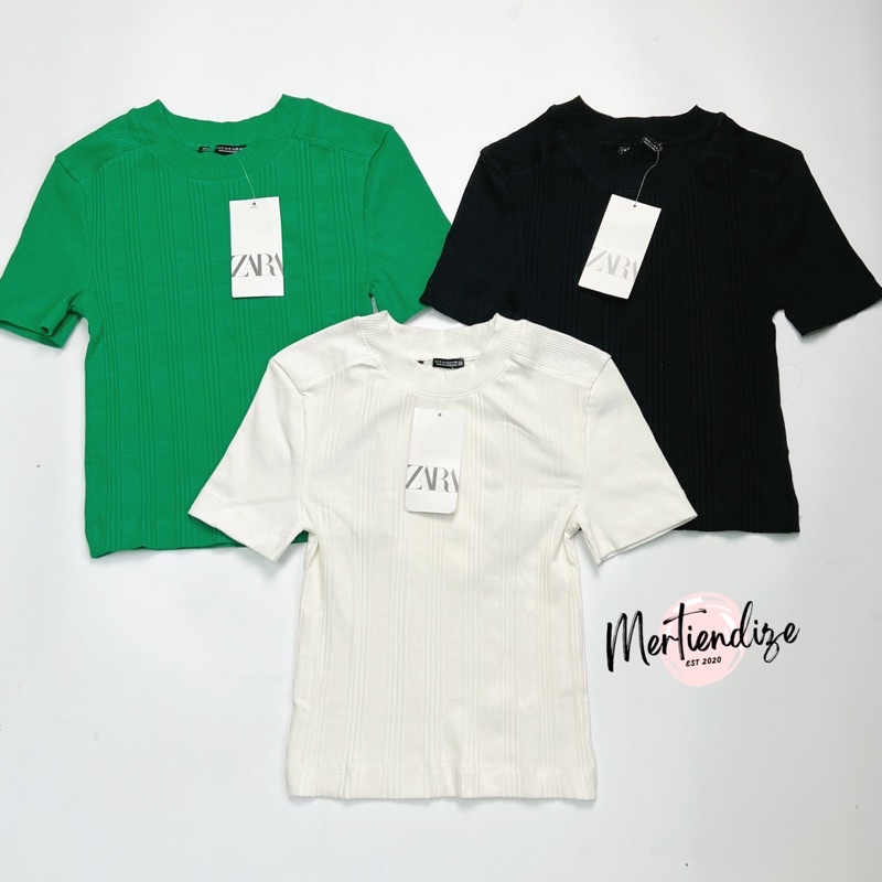 ZARA TEXTURED RIBBED TSHIRT Authentic Overruns Shopee Philippines