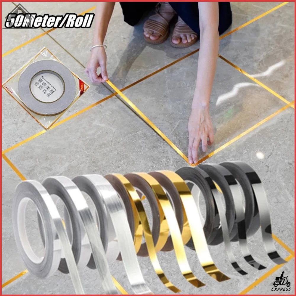 50M Floor Tile Gap Tape Wall Tile Strip Seam Sticker Copper Foil