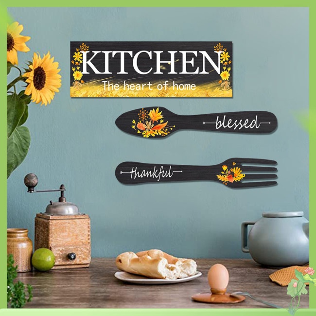 MY Kitchen Sign Wall Decoration Farmhouse Style Wooden Wall Art For