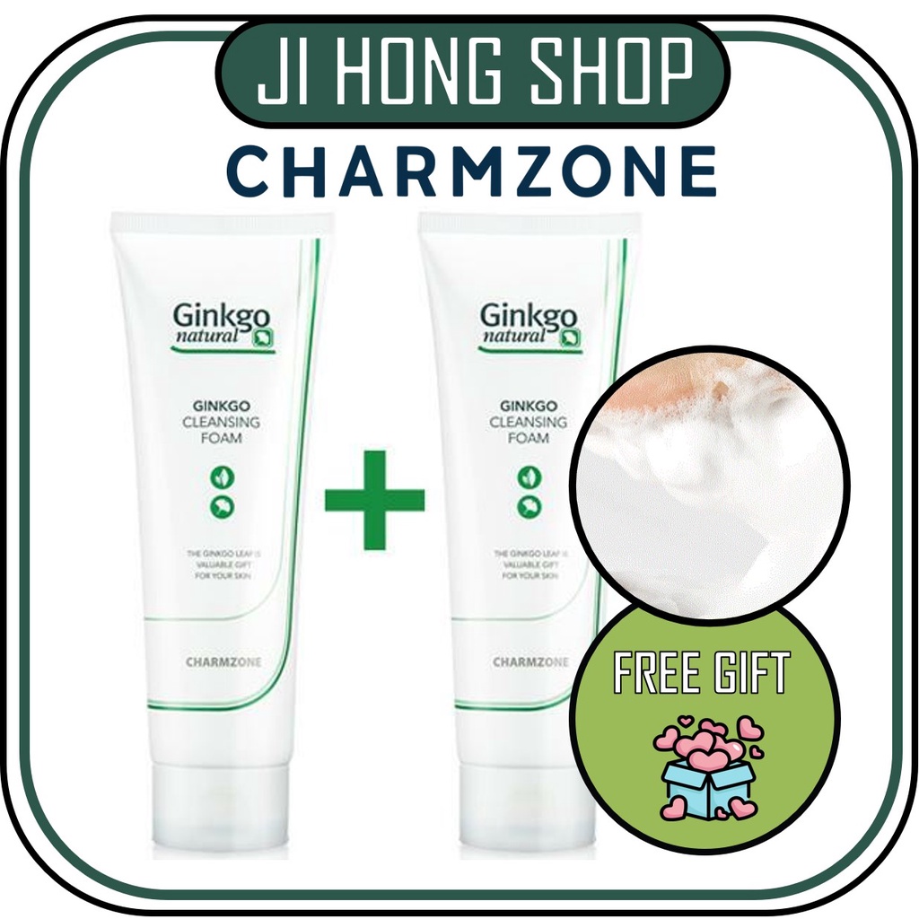 [ CHARMZONE ] Ginkgo Natural cleansing foam ( 180ml+180ml ) Shopee